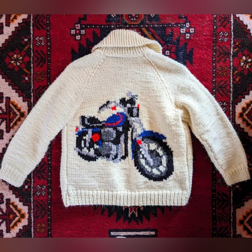 Cowichan Wool Motorcycle Sweater Jacket